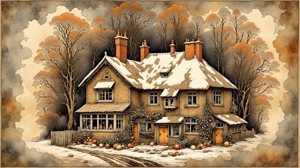 Vintage-Inspired Christmas Card with Hand-Drawn 'Merry Chris...