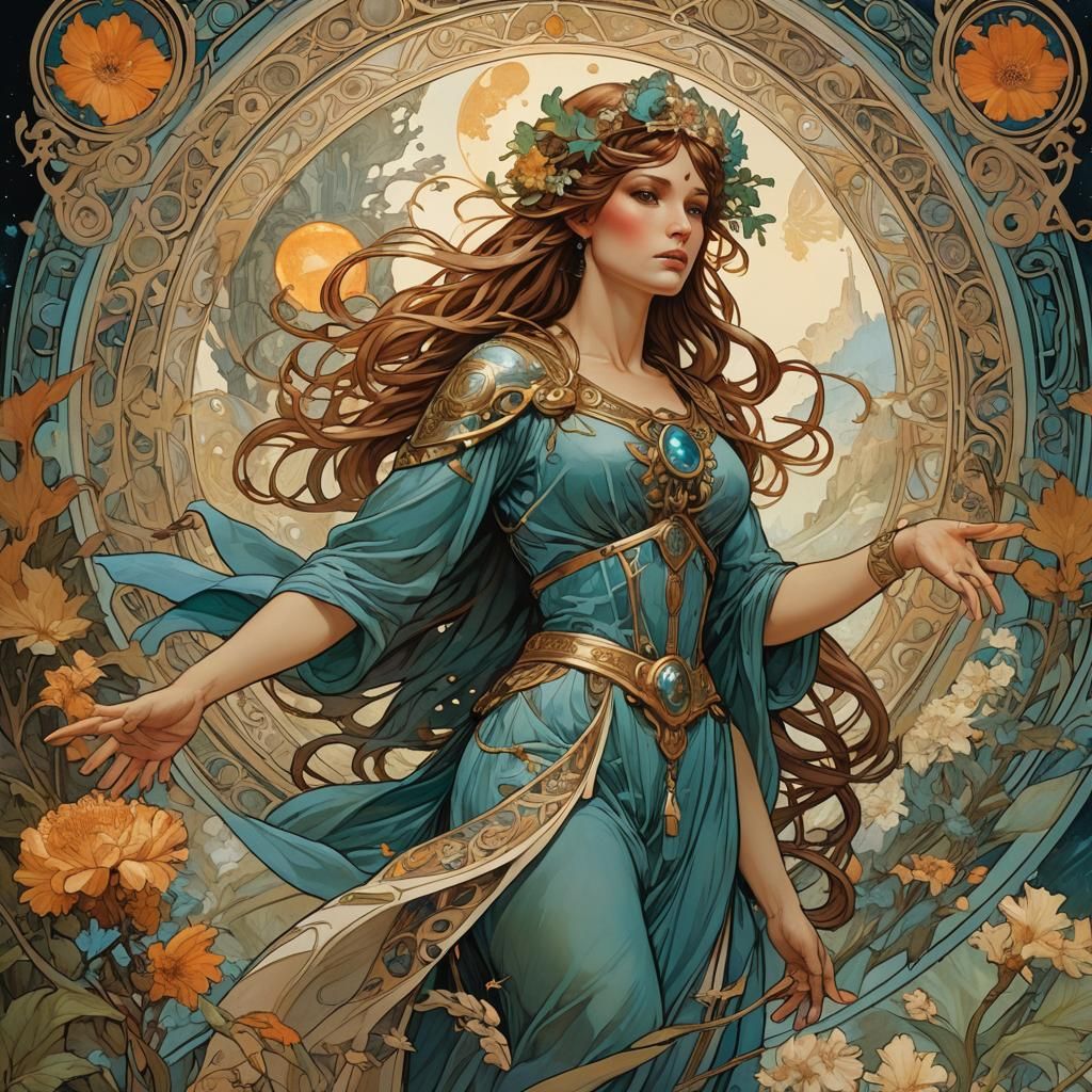 Mythological Allegories in Smooth Oil Painting Style