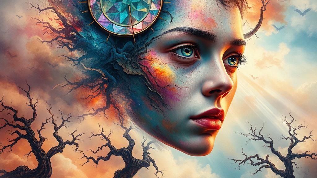 Kaleidoscopic Face in Dreamlike Realm