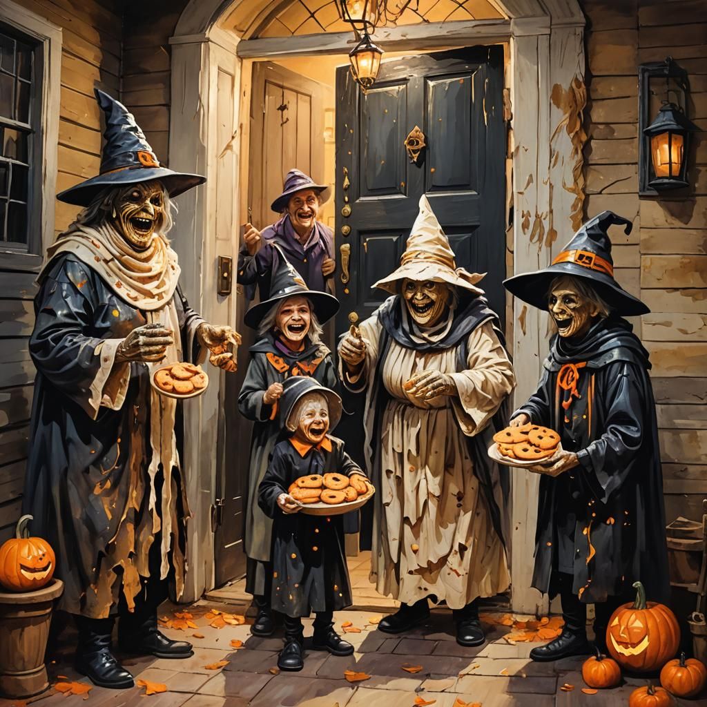 Halloween Mummies Trick-or-Treat: Impasto Style