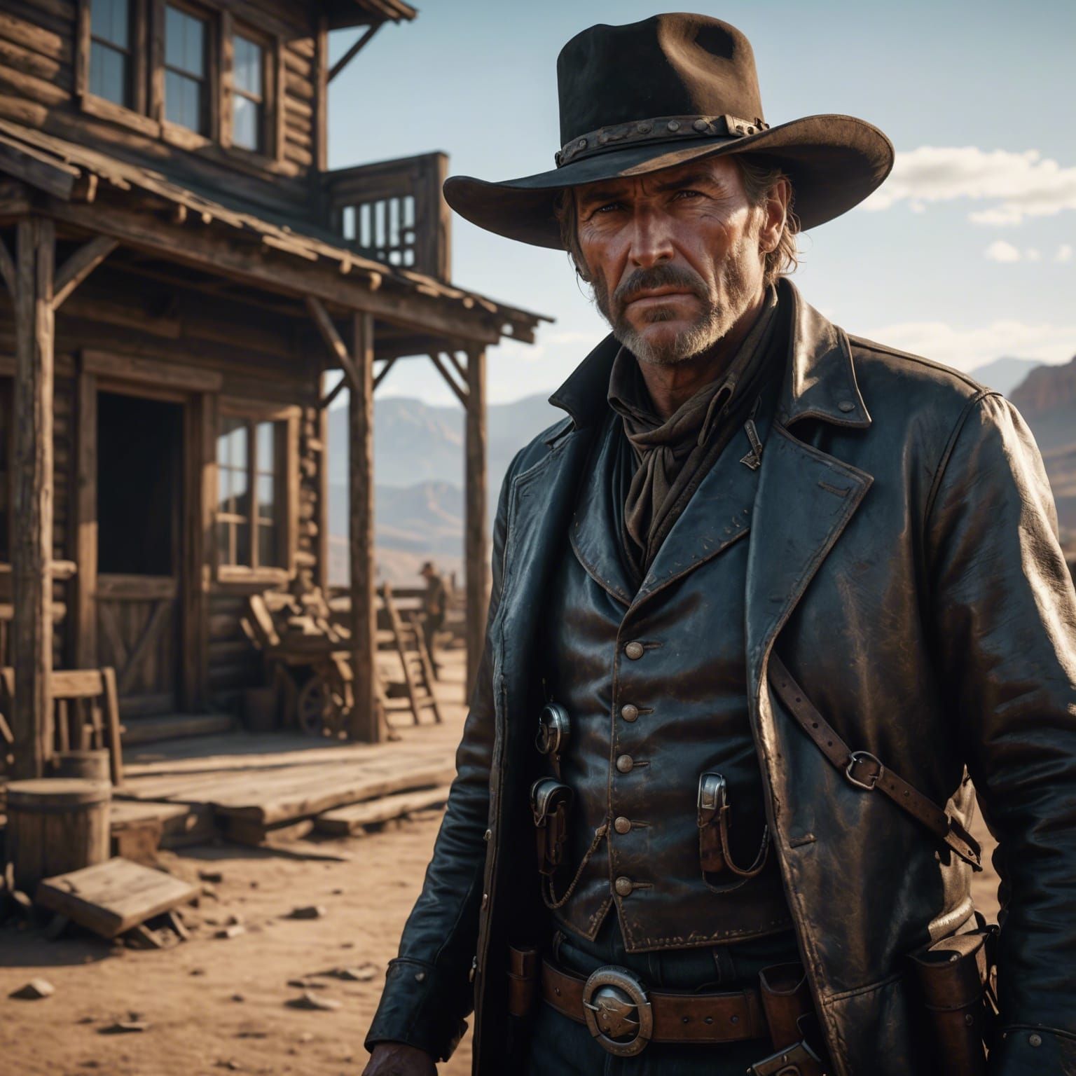 Photorealistic Old Gunslinger in 8k Resolution