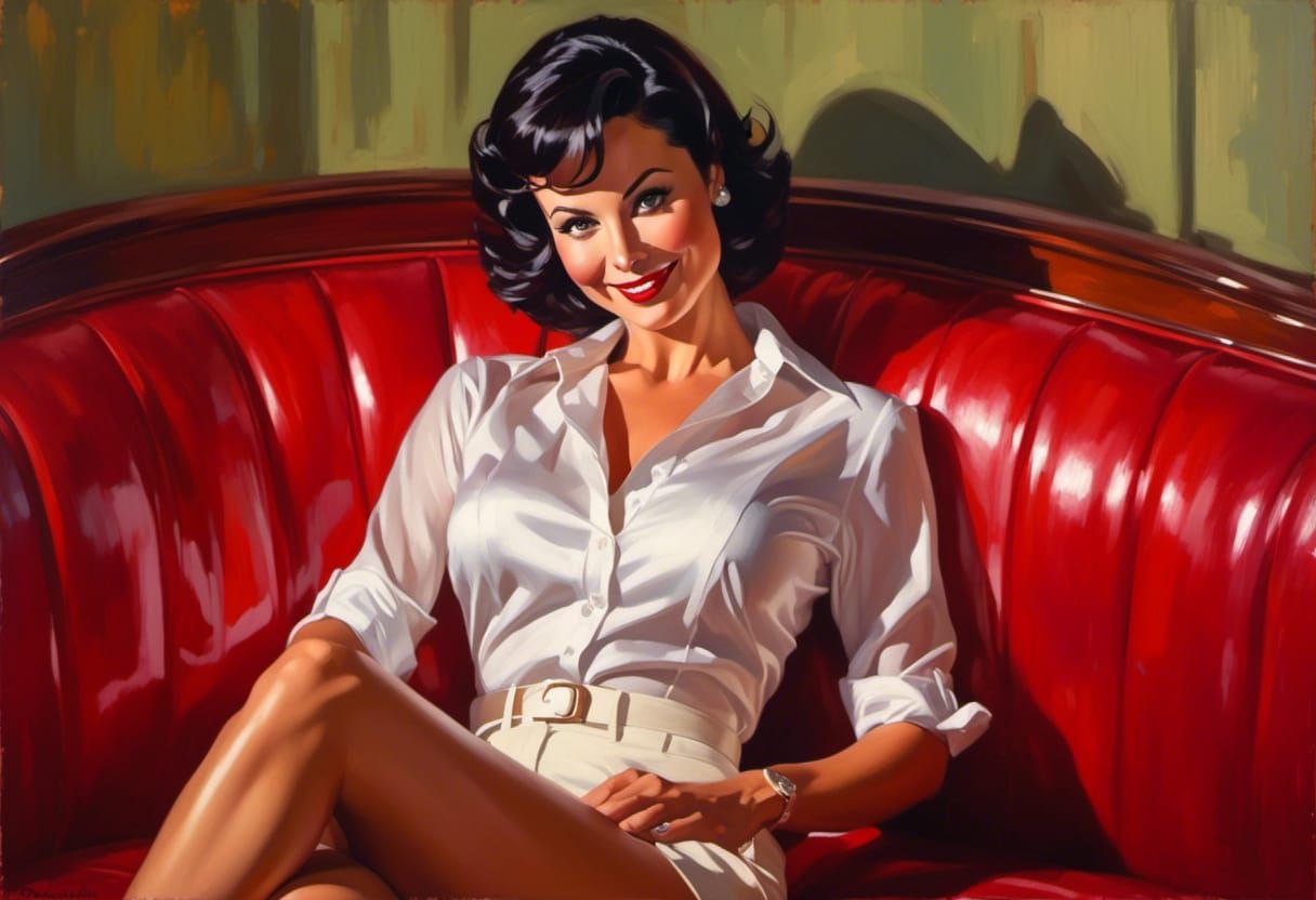Catherine Bell Pin-Up Art in Gil Elvgren Style