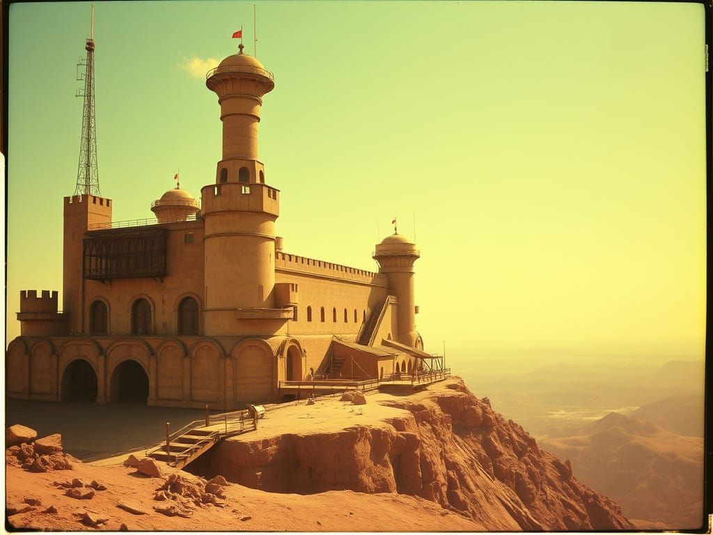 Dieselpunk Urchin Fortress in Polaroid Style