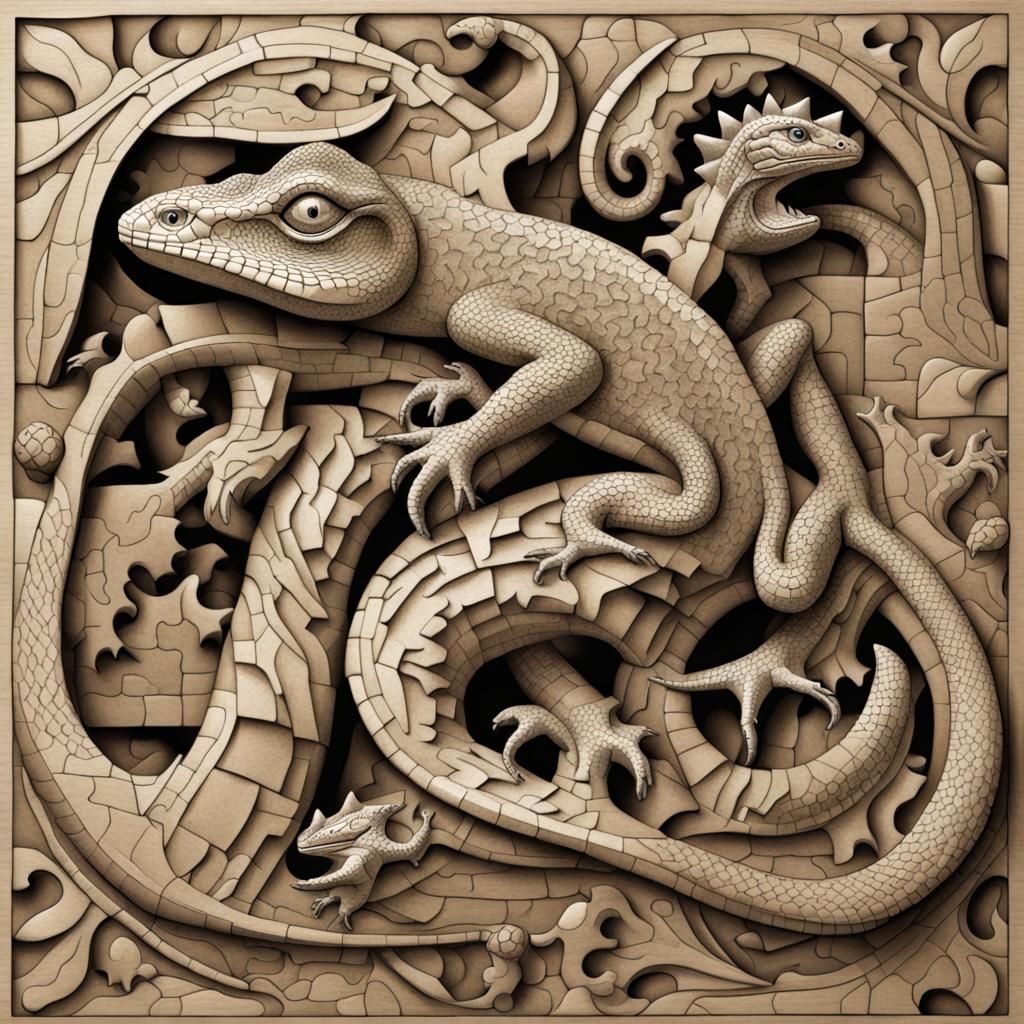 Escher Lizard Puzzle Comes to Life