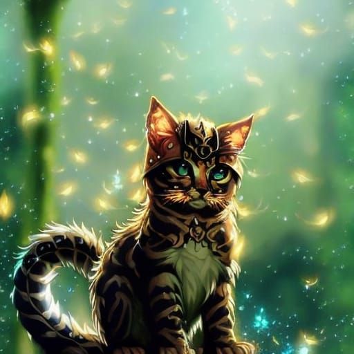 Kitten Rides Dragon in Cutecore Digital Art