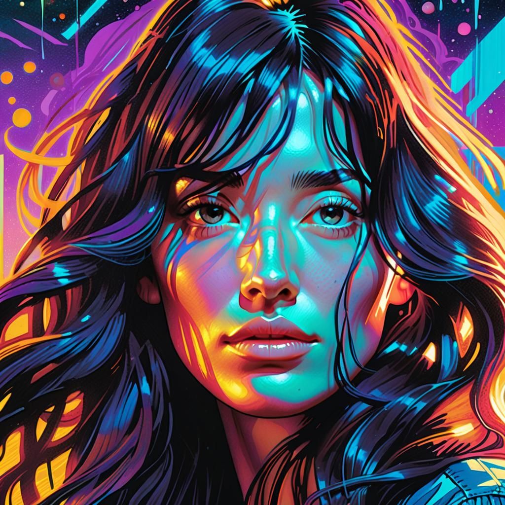 Hyperrealistic Comic Book Woman Portrait in Dreamy Pastels