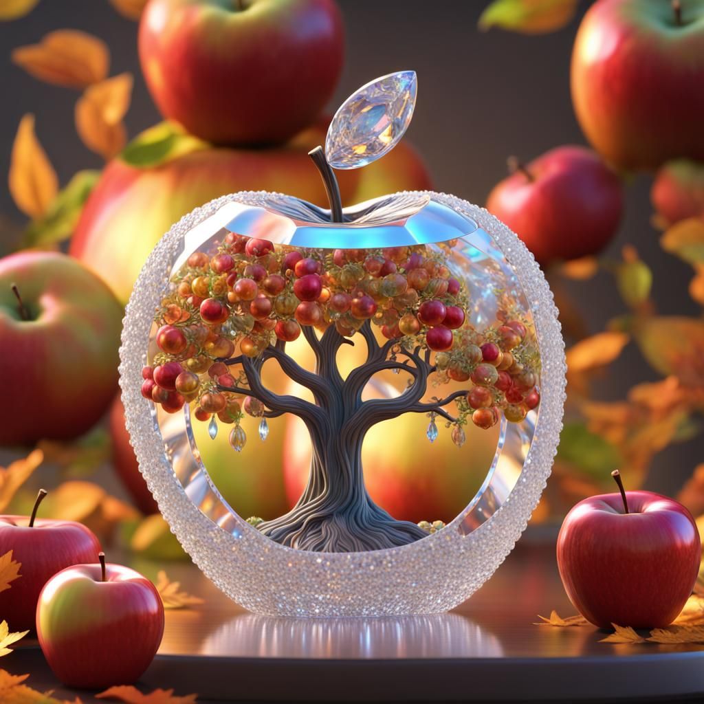 Apple Crystal Autumn Harvest in Art Nouveau Style