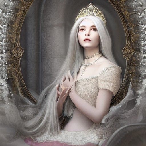 White-Haired Princess Portrait in Hyper-Realism