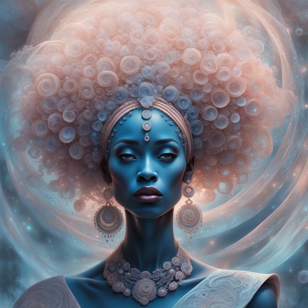 Radiant African Woman in Rococo Fantasy Style