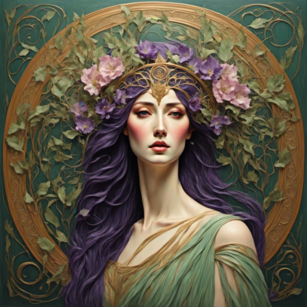 Nine Muses in Glasgow Art Nouveau Style