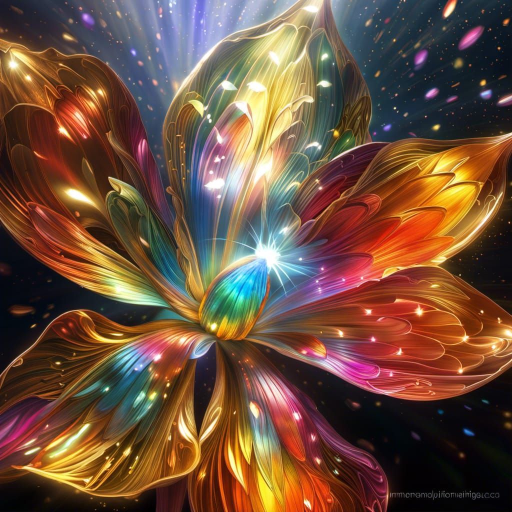 Colorful Glass Flower Garden in Pencil Art