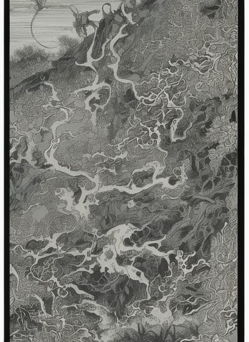 Fantastic Four in Borderlands, Hyperdetailed Gouache Illustr...