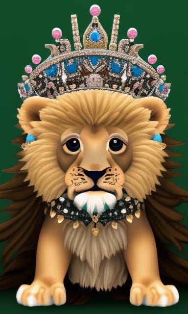 cute lion cub in a crown