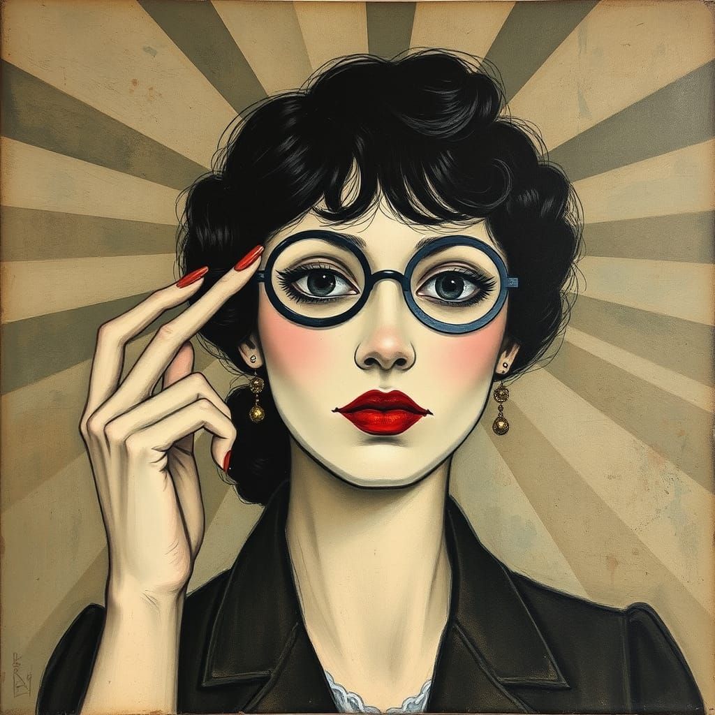 Modest Female Spy with Encaustic Godrays, Dada Style