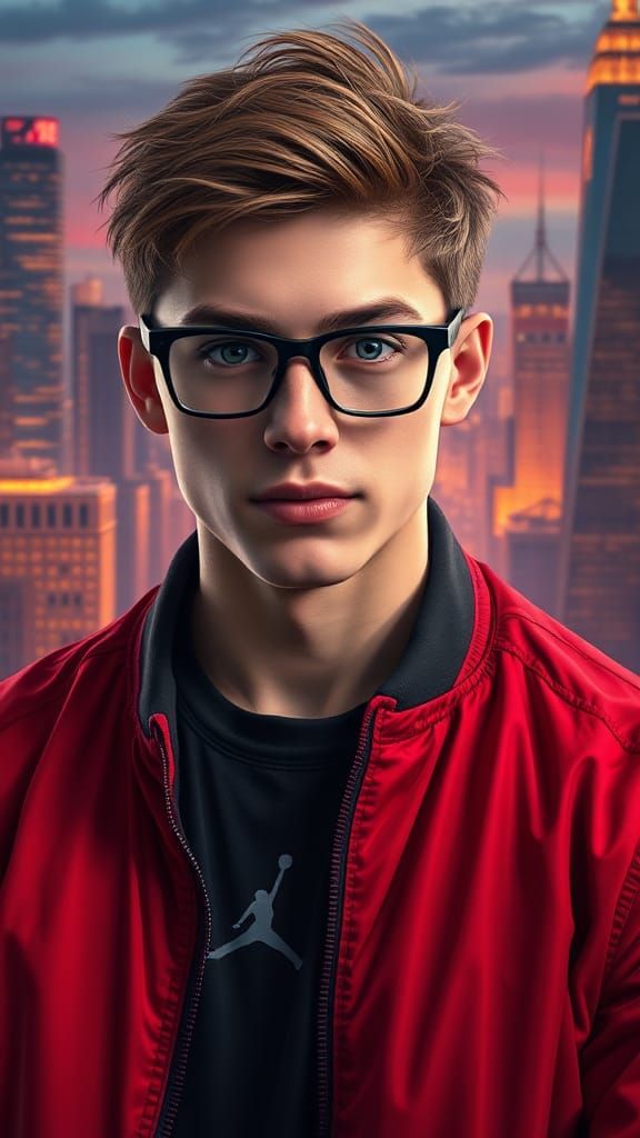 Photorealistic Portrait of a Young Man in Urban Setting