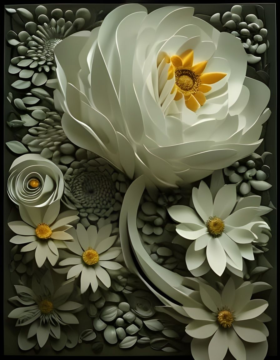 Epic Papercraft Flowers in Cinematic Style
