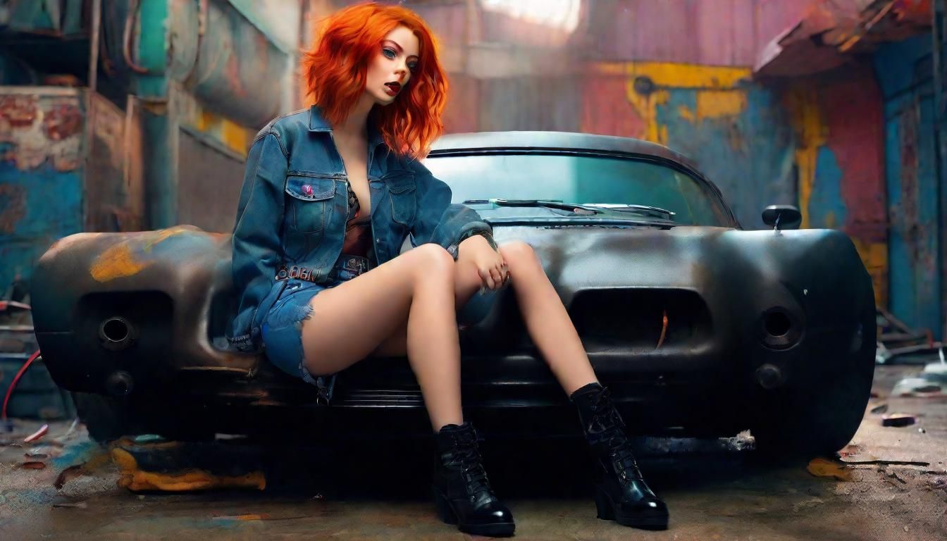 Vibrant Hyperrealistic Portrait of a Redhead Influencer in a...