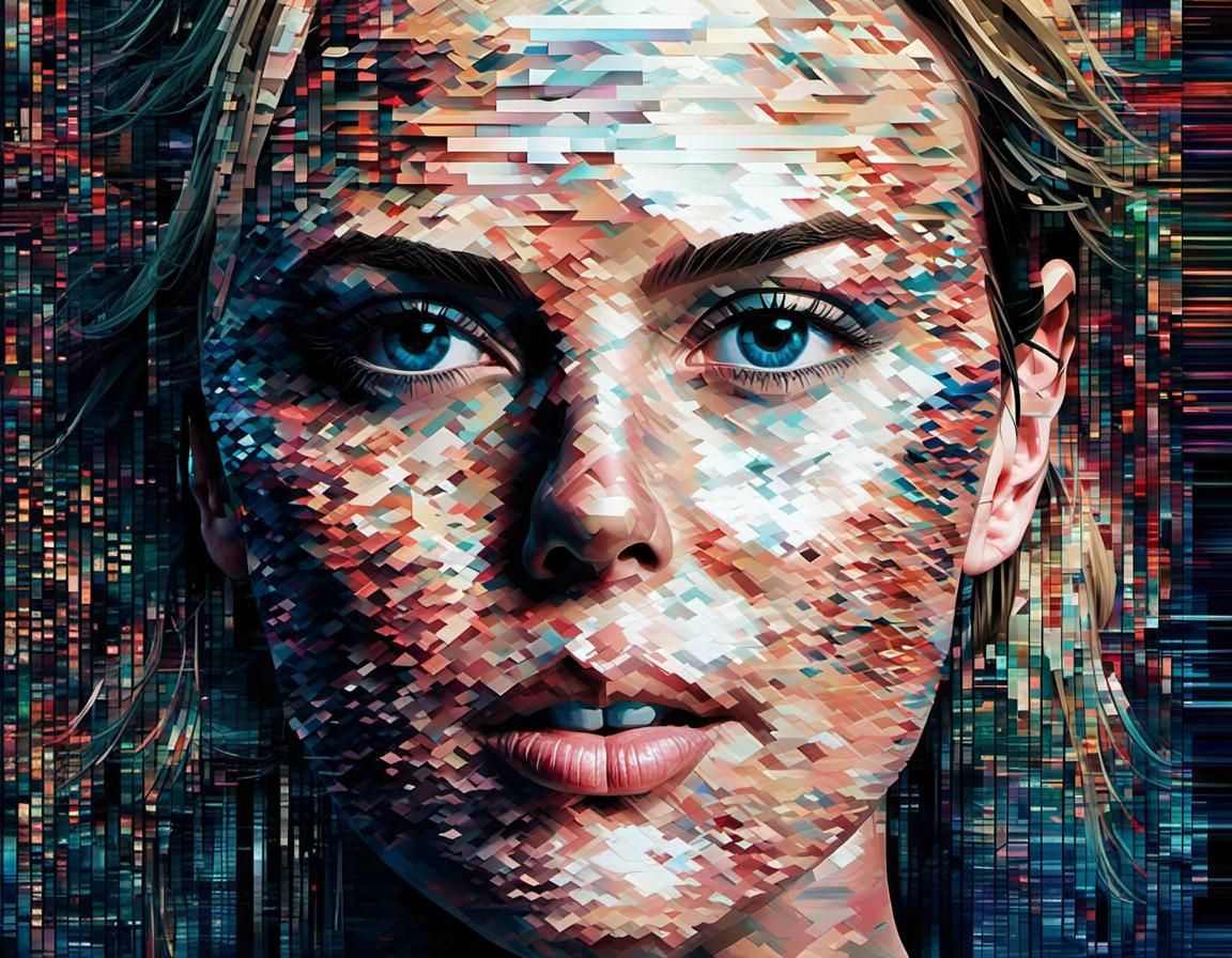 Glitch Art Portrait: Technological Beauty in Chaos