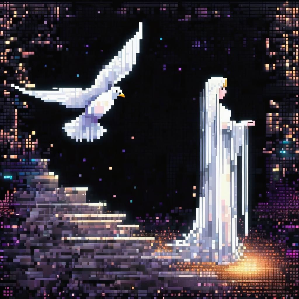 Ethereal 8-Bit Princess Over Pitchstone in Vibrant Pixel Art