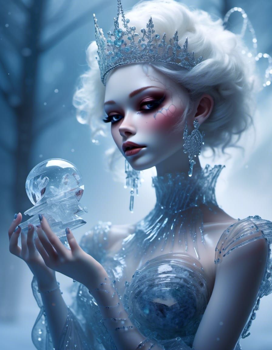 Intricate Ice Doll: Digital Art Illustration