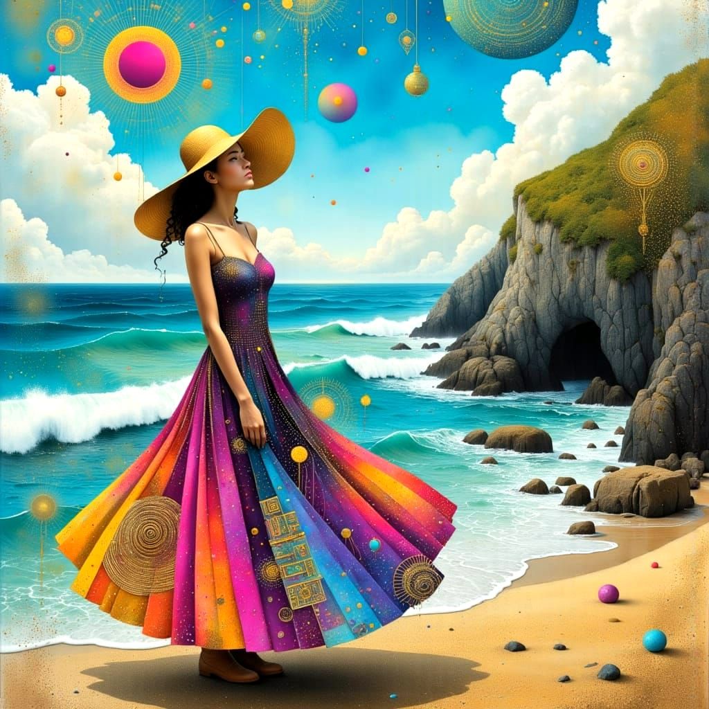 Surreal Boho Goddess Basks in Sunshine by Wild Ocean