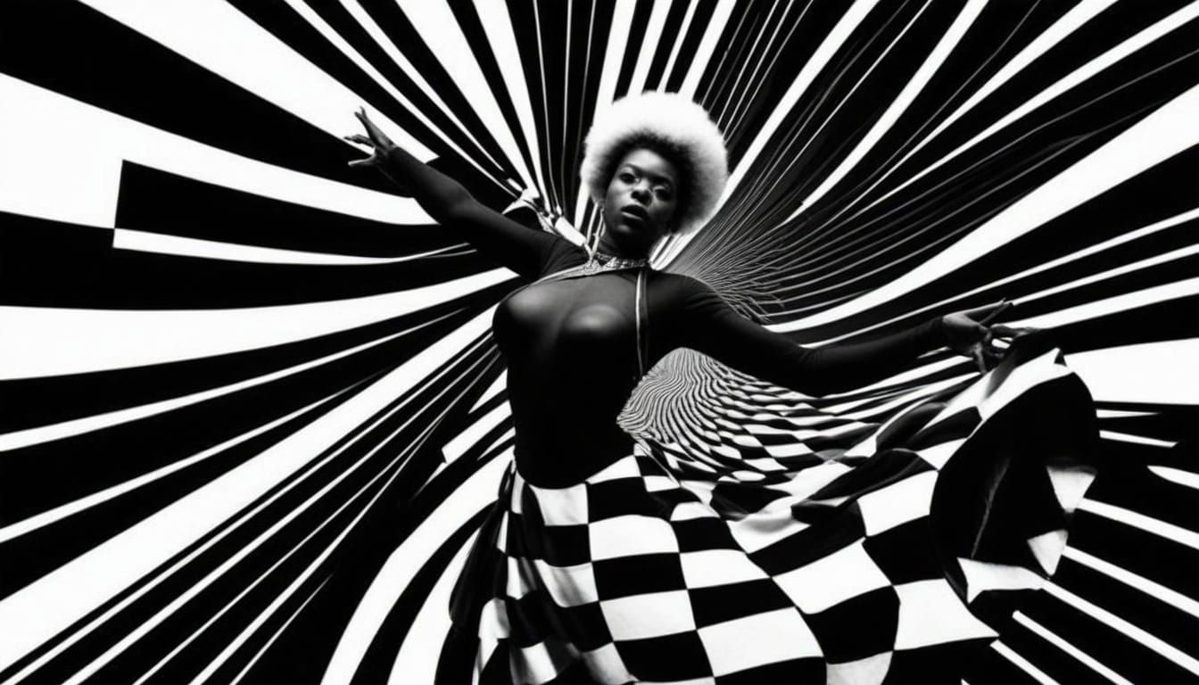 Surreal Portrait of a Magician in Afrofuturist Linework Phot...