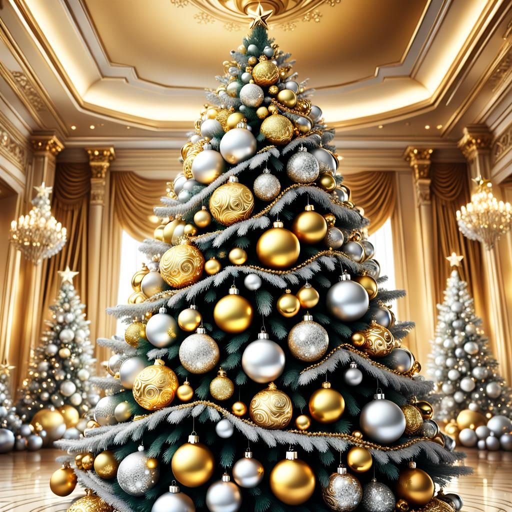 Lavish Gold and Silver Christmas Ballroom