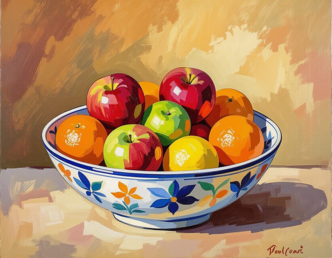 Fruit Still Life as Post-Impressionist Painting