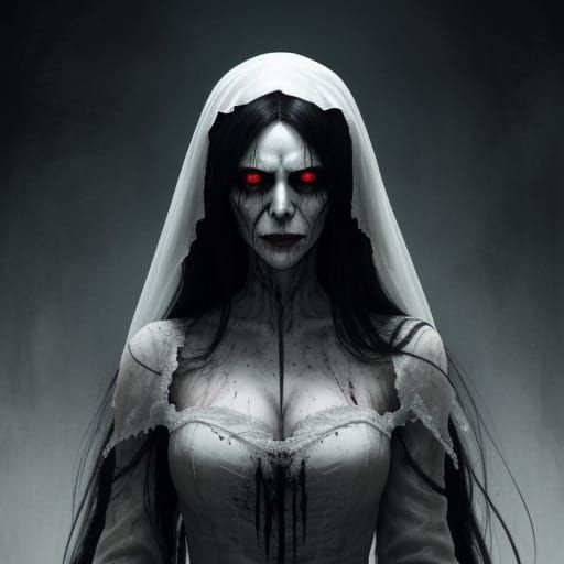 Ethereal Ghostly Apparition in White Gown