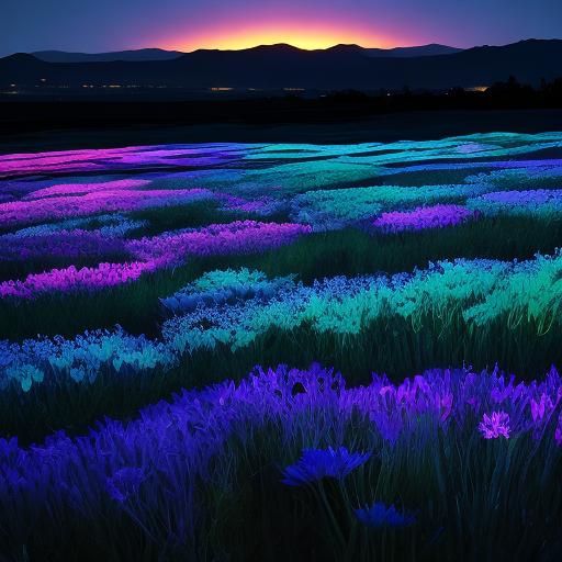 Bioluminescent Flower Field with Volumetric Lighting