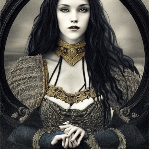 Hyperrealistic Portrait of a Medieval Queen in Pre-Raphaelit...