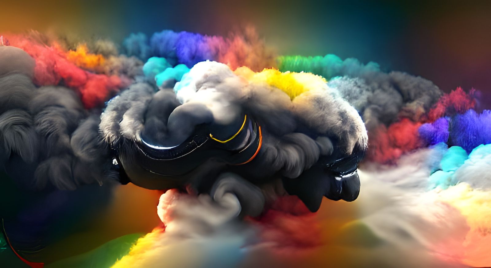 Rainbow Smoke Versus Dark Smoke Cloud