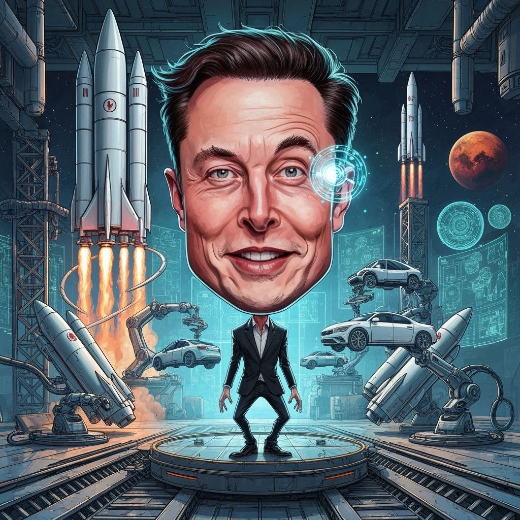 Elon Musk as Technocrat King in Surreal Sci-Fi Landscape
