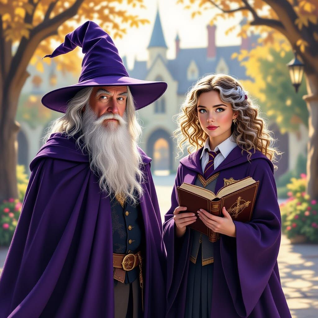 Magical Encounter in Hogwarts Courtyard
