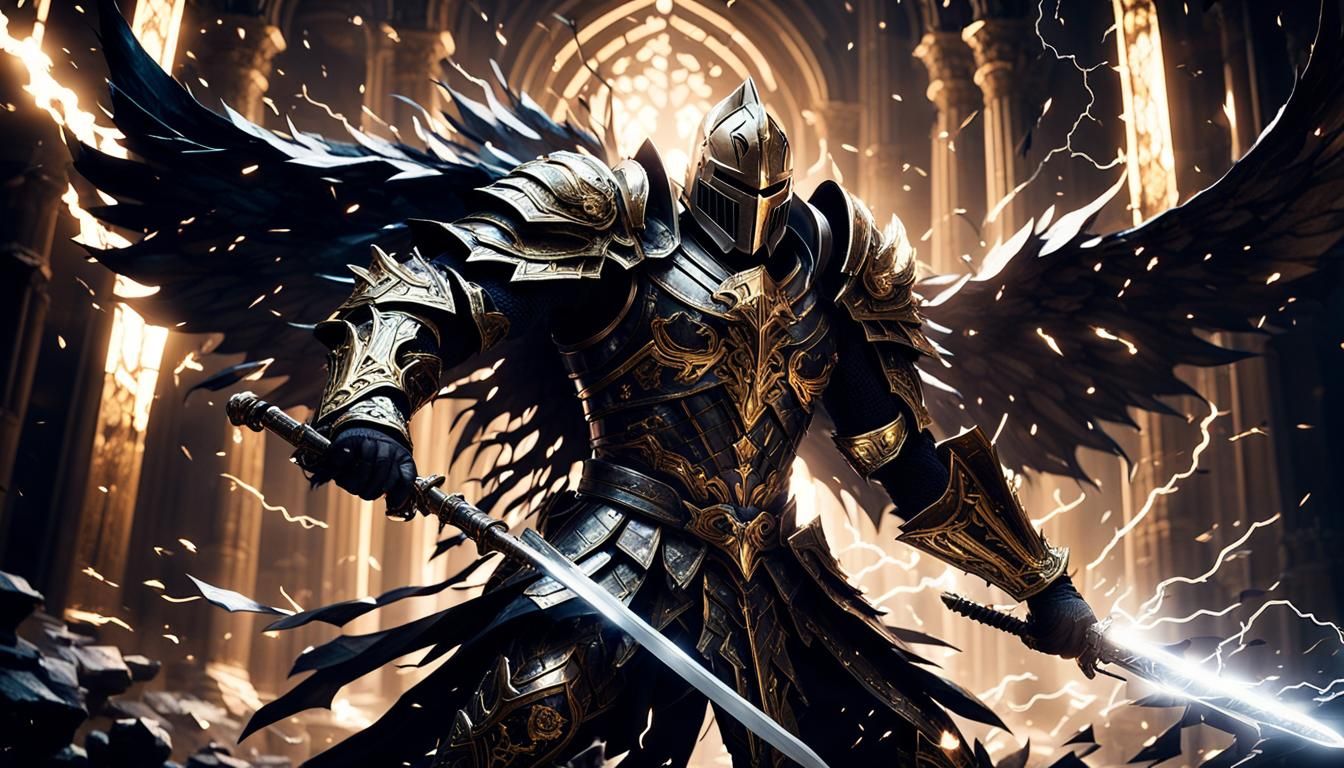 God Knight Battles with Crystal Armor and Lightning