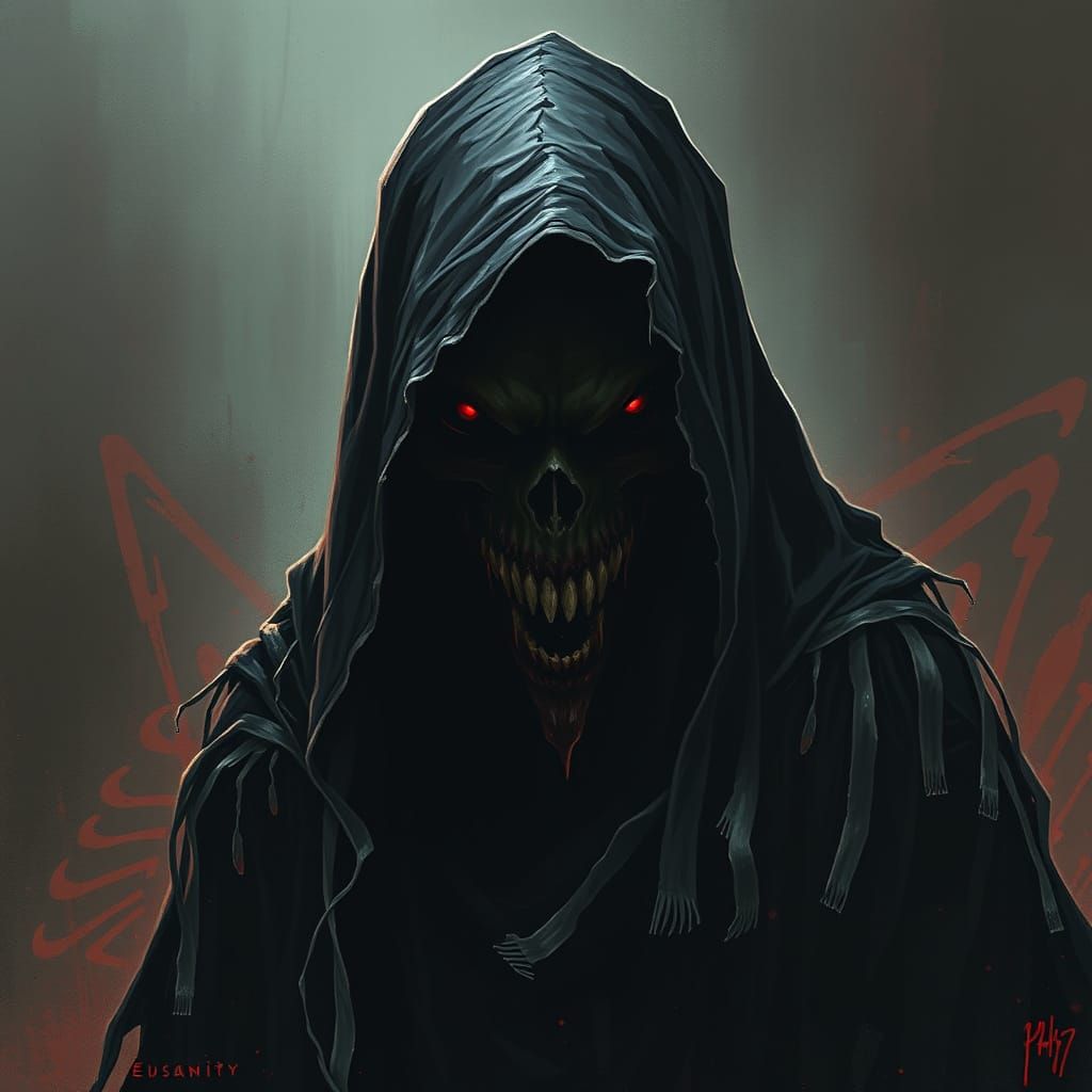 Insanity Embodied: A Dark Figure of Chaos and Death