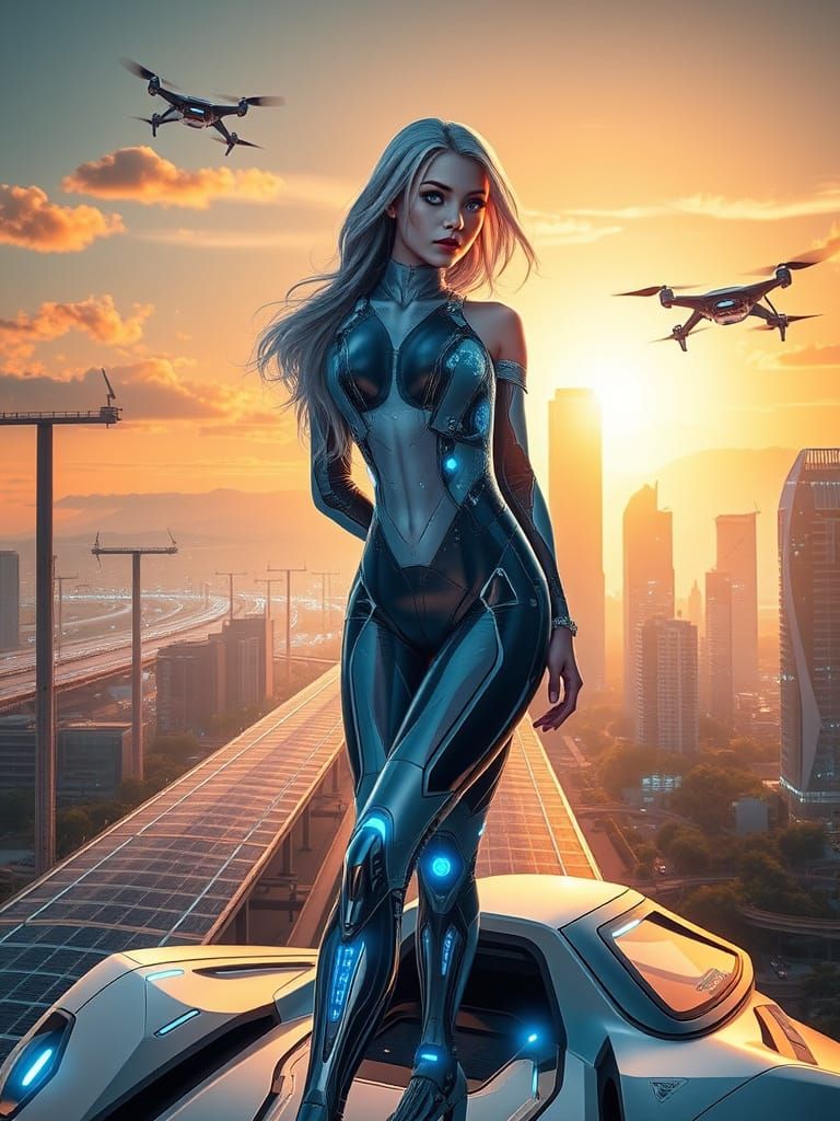 Surreal Futuristic Cityscape Radiates Solar Energy and Tech ...