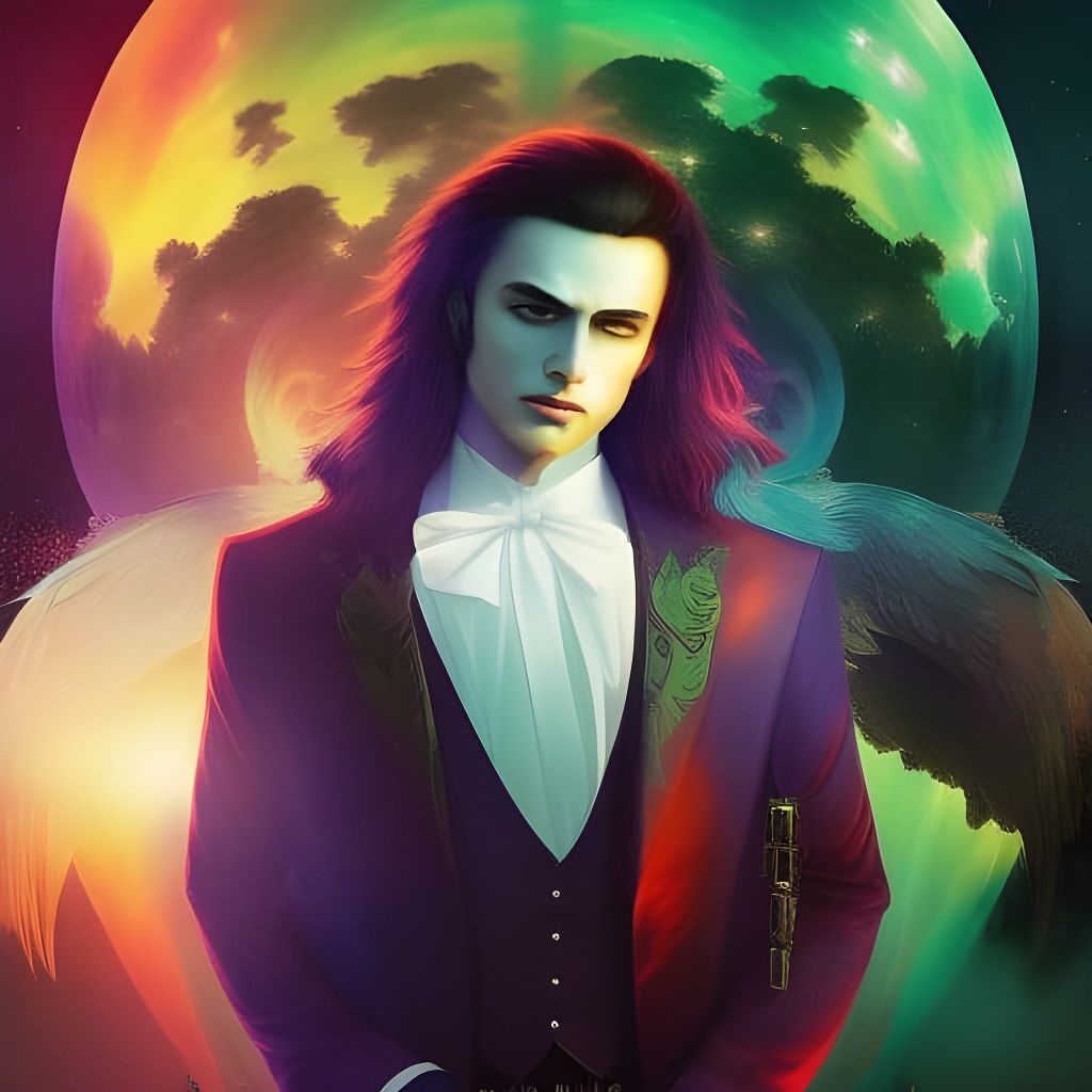 Handsome Vampire Drinking Blood in Dark Academia Style