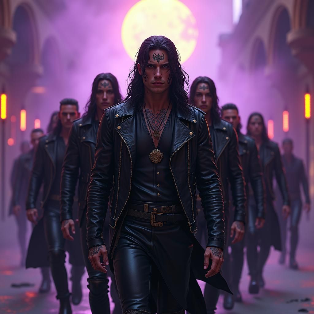 Nine Bikers Embodying the Nine Worthies in Dark Fantasy Styl...