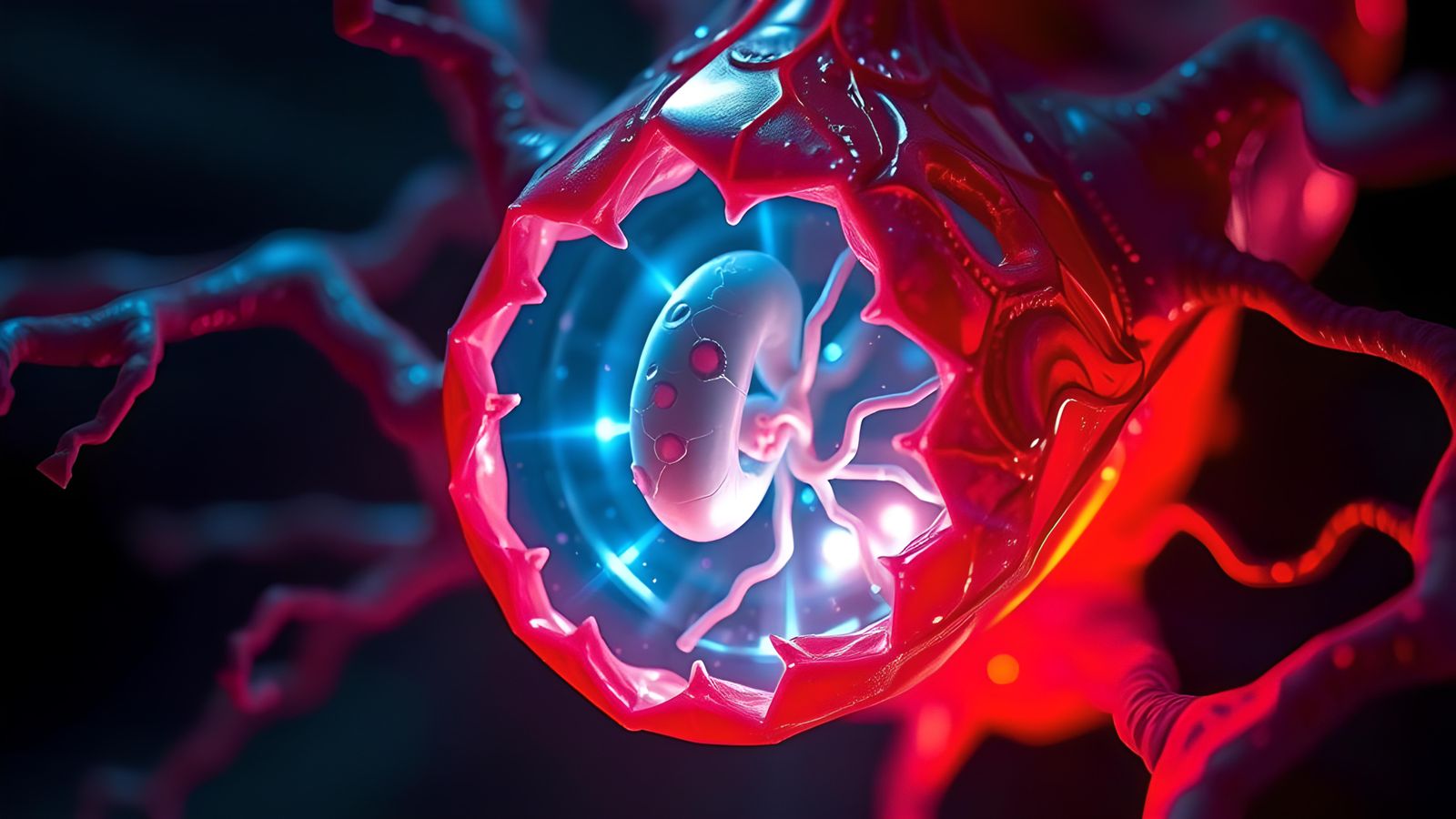 Hyperrealistic Alien Embryo in Ominous, Grotesque Style