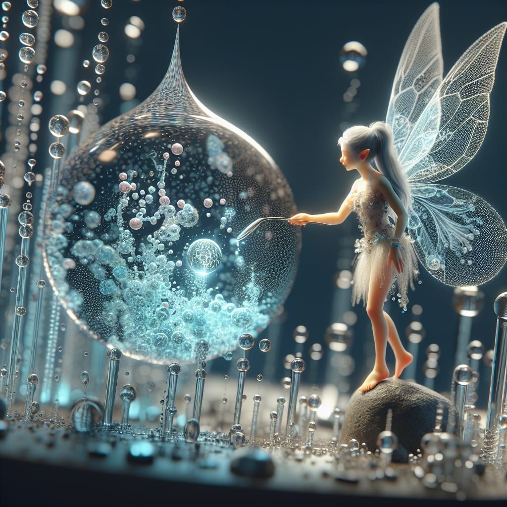 Detailed Water Fairy Holding Microscopic World