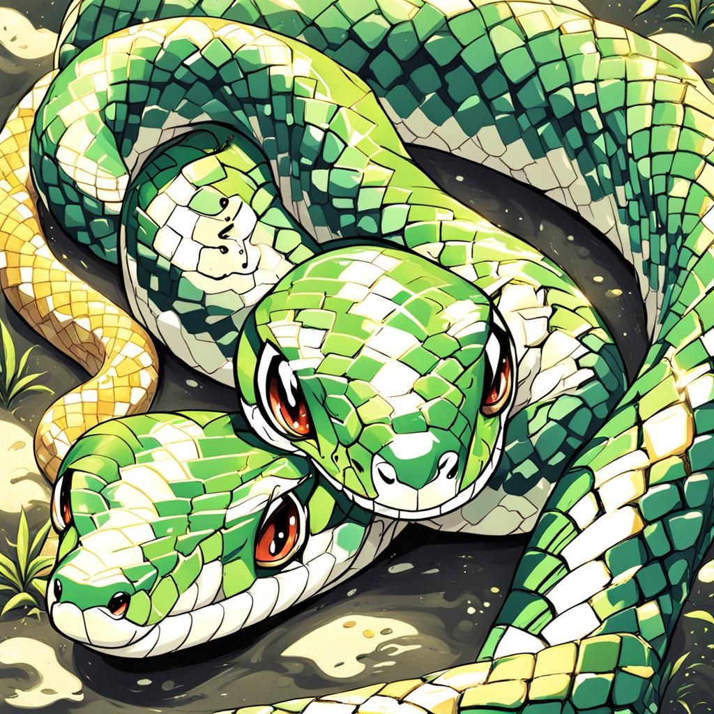 Anime Style: Big Snake with Cute Eyes