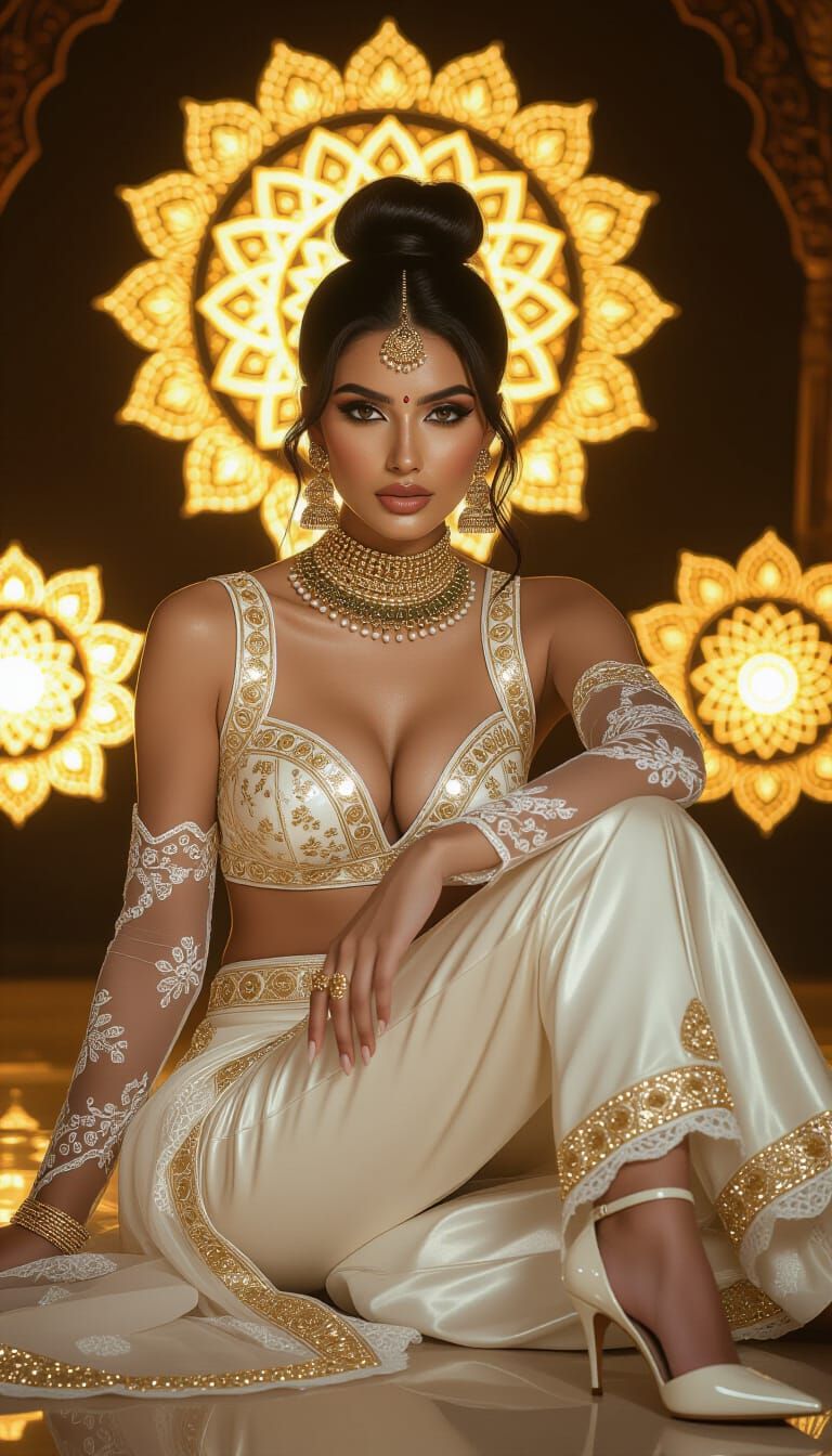 Stunning Woman with Indian Jewelry in Hyper-Realistic Style