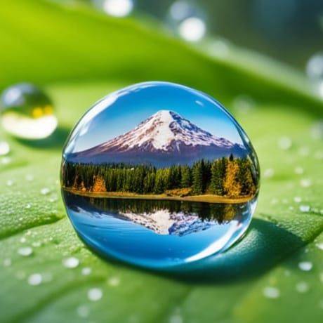 Miniature Mount Hood in Water Drop