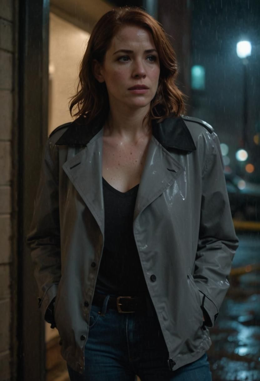 Detective in the Rain at Night