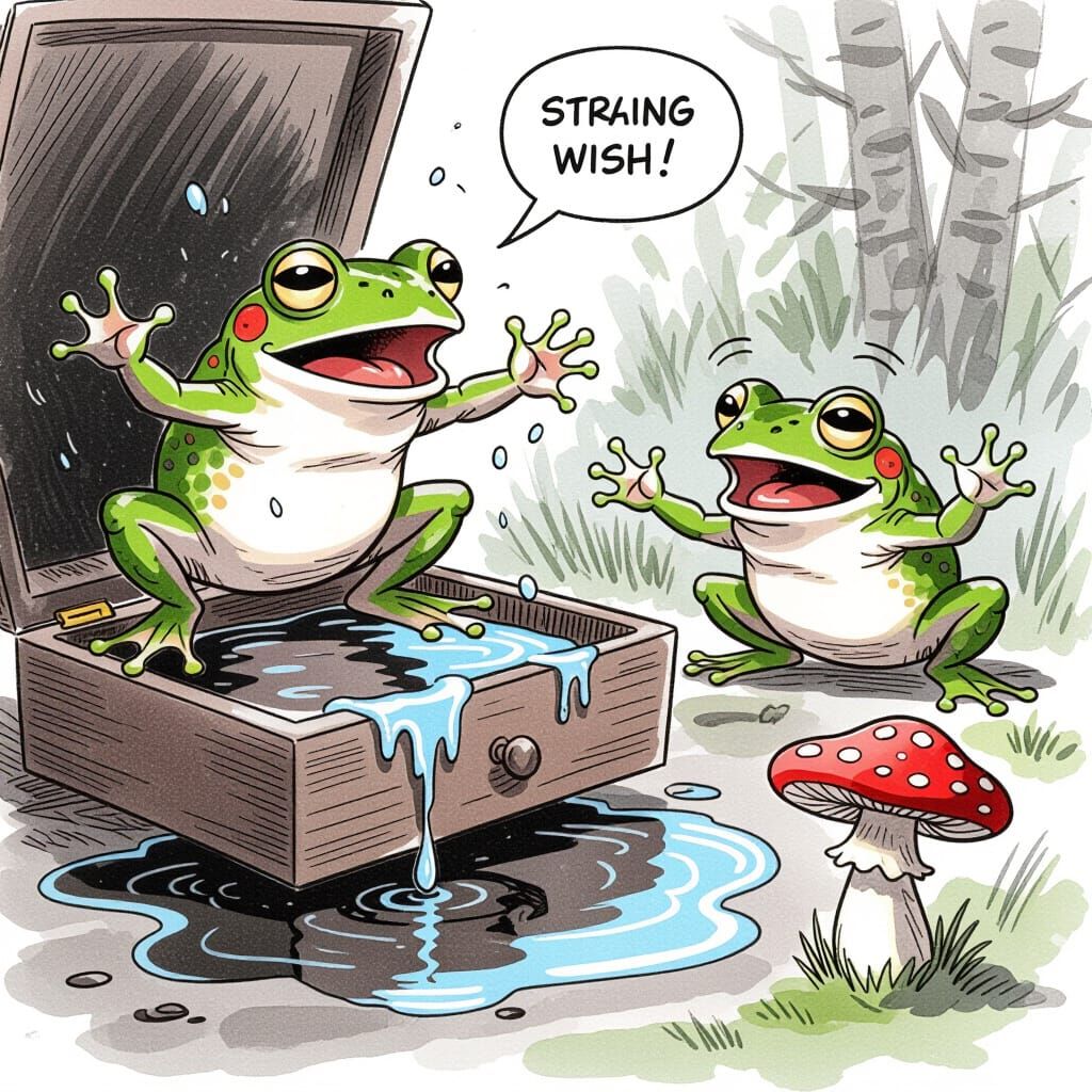 Frog's Astonishment: A Charcoal Surprise
