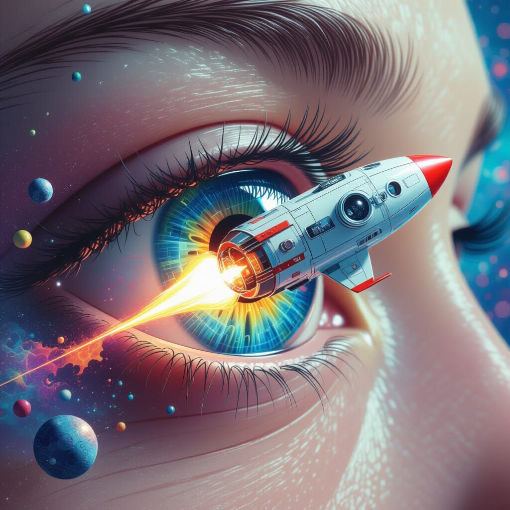 Miniature Spaceship Emerges From Human Eye