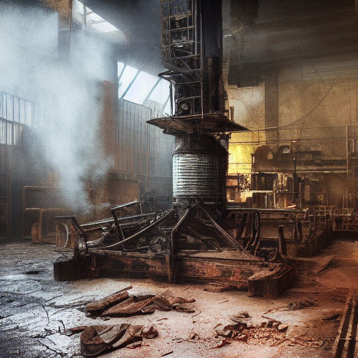 Rusty Heater in Abandoned Factory: Industrial Concept Art