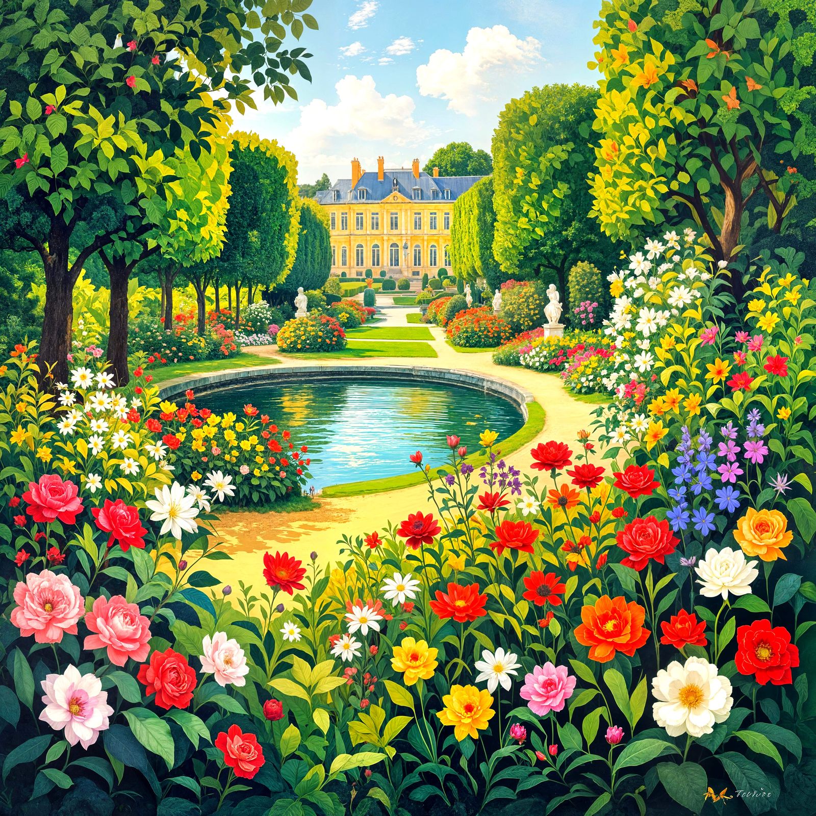 Versailles Gardens with Bright, Fantastic Plants