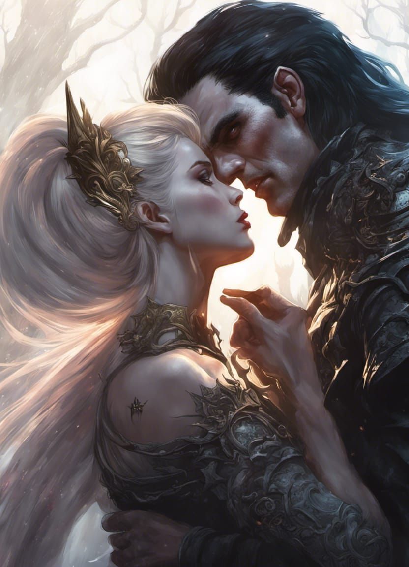 Enchanted Vampire Kiss: Dark Fantasy Art